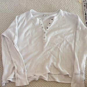 Aerie Offline White Long Sleeve Henley Top